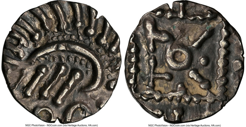 Early Anglo-Saxon. Continental Sceat ND (695-740) AU53 NGC, S-790. 0.82g. A shar...