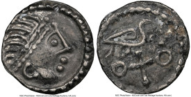 Early Anglo-Saxon. Secondary Phase Sceat ND (600-775) AU50 NGC, York mint, Series J, S-802. 1.04gm. Secondary phase spans from c. 710 to c. 760. Boldl...