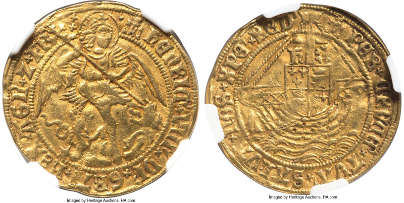 Henry VIII (1509-1547) gold Angel ND (1509-1526) XF Details (Creased and Straigh...