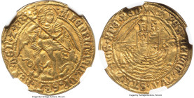 Henry VIII (1509-1547) gold Angel ND (1509-1526) XF Details (Creased and Straightened) NGC, Tower mint, First coinage of 1509-1526, Castle mm, S-2265,...