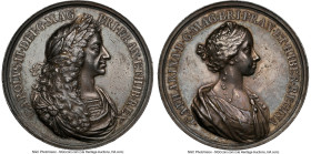 Charles II silver "Charles II & Catherine - The Golden Medal" Medal ND (1662) AU Details (Obverse Graffiti) NGC, Eimer-224, MI-489-111. By J. Roettier...