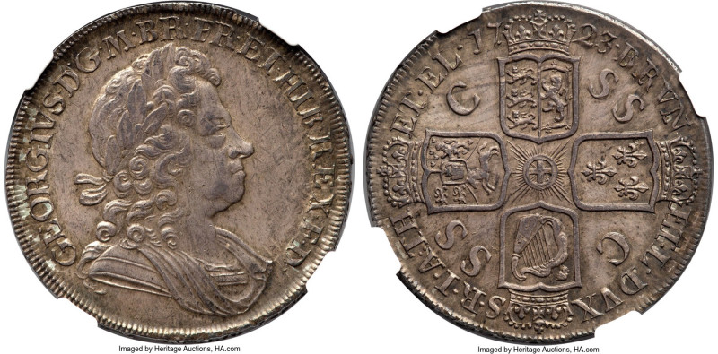 George I "South Sea Company" Crown 1723 MS62 NGC, KM545.2, S-3640. DECIMO edge. ...