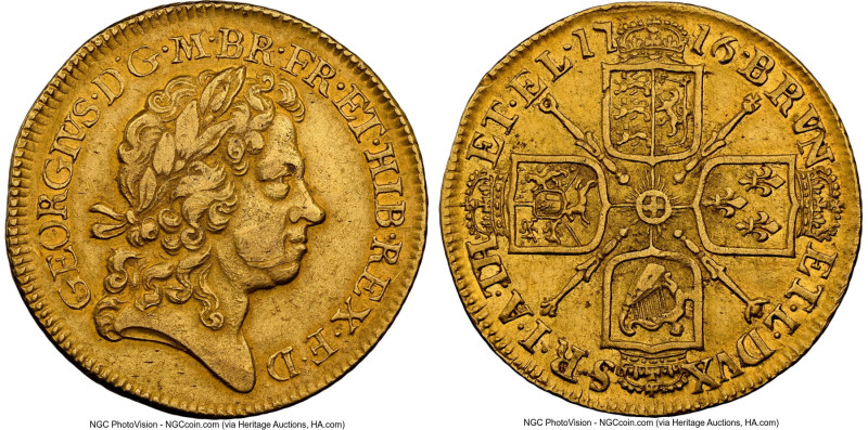 George I gold Guinea 1716 AU Details (Cleaned) NGC, KM546.1, S-3631. First year ...