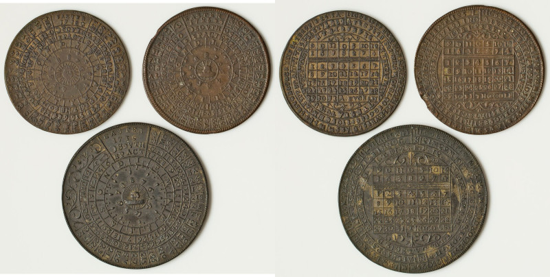 Trio of Assorted 18th Century Calendar Medals, 1) George I "Andrew Buckley" Perp...