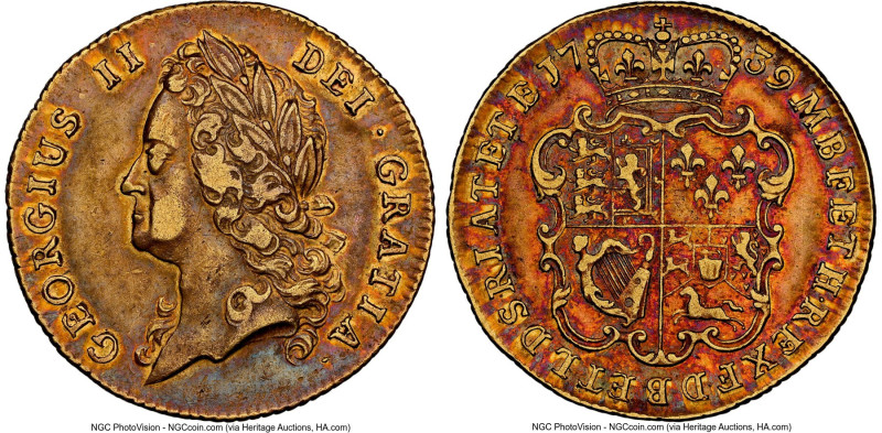 George II gold Guinea 1739 XF40 NGC, KM577.1, S-3676. A smart and attainable exa...