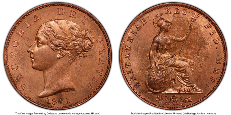 Victoria 1/2 Penny 1841 MS63 Red and Brown PCGS, KM726, S-3949. HID09801242017 ©...