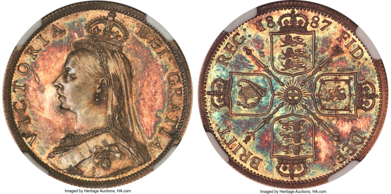 Victoria Proof "Jubilee" Florin 1887 PR64 Cameo NGC, KM762, S-3925. A dramatical...