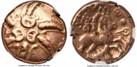 BRITAIN. Catuvellauni. Addedomaros (ca. 45-25 BC). AV stater (18mm, 5.54 gm, 1h). NGC Choice VF 5/5 - 4/5. Six-armed spiral of wreaths / Celticized ho...