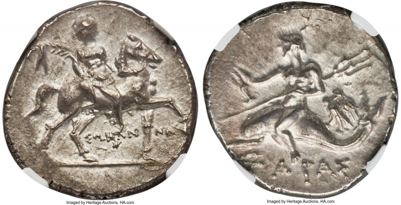 CALABRIA. Tarentum. Punic occupation by Hannibal (ca. 212-209 BC). AR half sheke...