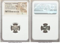 ZEUGITANA. Carthage. Hannibal in South Italy. Ca. 215-205 BC. AR quarter shekel (15mm, 1.78 gm, 1h). NGC Choice XF 4/5 - 3/5, brushed. Campanian mint ...