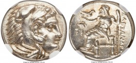 MACEDONIAN KINGDOM. Alexander III the Great (336-323 BC). AR drachm (16mm, 4.29 gm, 12h). NGC Choice MS 5/5 - 5/5. Early posthumous issue, Sardes, ca....