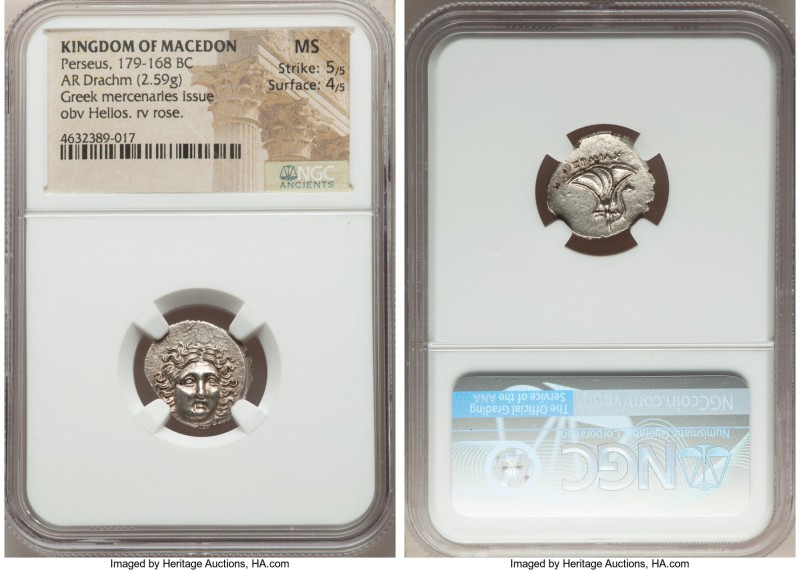 MACEDONIAN KINGDOM. Perseus (179-168 BC). AR drachm (16mm, 2.59 gm, 6h). NGC MS ...