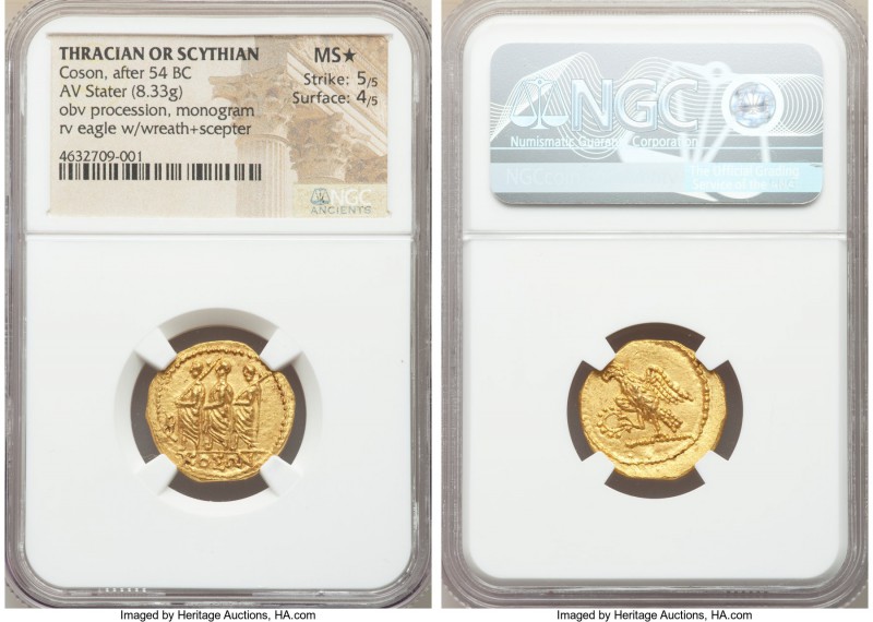 THRACIAN DYNASTS. Coson (ca. after 54 BC). AV stater (21mm, 8.33 gm, 11h). NGC M...