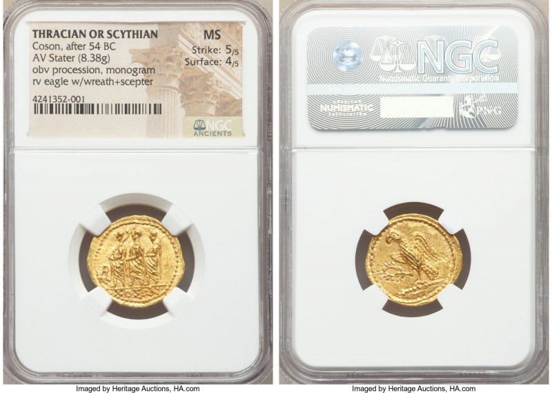 THRACIAN DYNASTS. Coson (ca. after 54 BC). AV stater (22mm, 8.38 gm, 11h). NGC M...