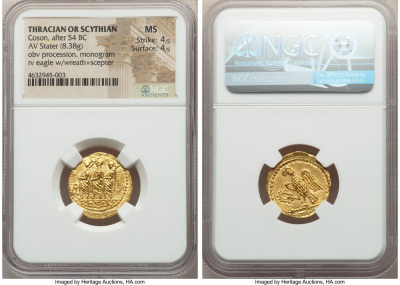 THRACIAN DYNASTS. Coson (ca. after 54 BC). AV stater (20mm, 8.38 gm, 11h). NGC M...
