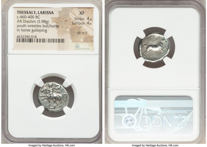 THESSALY. Larissa. Ca. 460-400 BC. AR drachm (19mm, 5.98 gm, 6h). NGC XF 4/5 - 4...