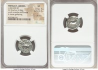 THESSALY. Larissa. Ca. 460-400 BC. AR drachm (19mm, 5.98 gm, 6h). NGC XF 4/5 - 4/5, die shift. Youth (Thessalos), nude save for chlamys, standing left...