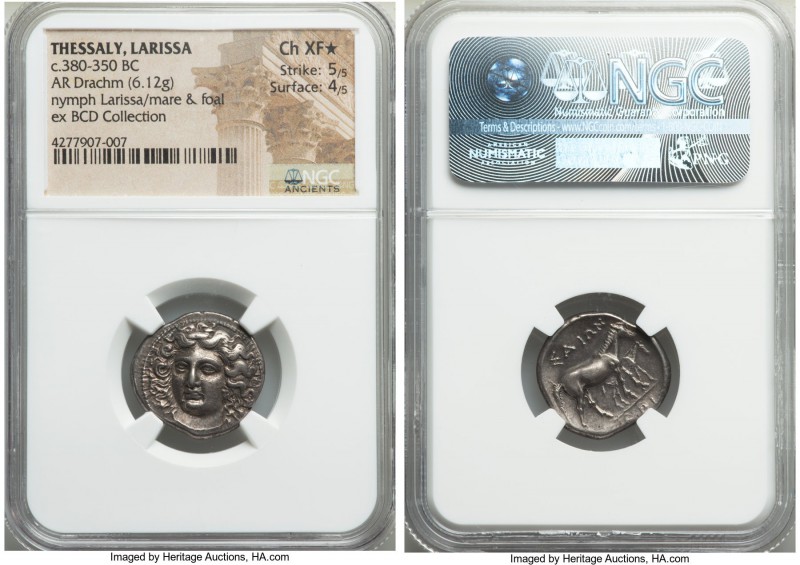 THESSALY. Larissa. Ca. 380-350 BC. AR drachm (21mm, 6.12 gm, 11h). NGC Choice XF...