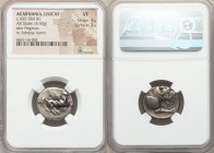 ACARNANIA. Leucas. Ca. 435-360 BC. AR stater (21mm, 8.40 gm, 9h). NGC VF 3/5 - 3/5. Pegasus flying right, Λ below / Helmeted head of Athena right; to ...