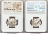 ATTICA. Athens. Ca. 455-440 BC. AR tetradrachm (25mm, 17.16 gm, 12h). NGC Choice XF 4/5 - 4/5. Early transitional issue. Head of Athena right, wearing...