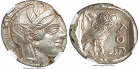 ATTICA. Athens. Ca. 440-404 BC. AR tetradrachm (25mm, 17.20 gm, 10h). NGC Choice AU 5/5 - 5/5. Mid-mass coinage issue. Head of Athena right, wearing c...