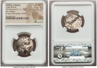 ATTICA. Athens. Ca. 440-404 BC. AR tetradrachm (23mm, 17.18 gm, 7h). NGC Choice AU 5/5 - 5/5. Mid-mass coinage issue. Head of Athena right, wearing cr...