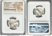 ATTICA. Athens. Ca. 440-404 BC. AR tetradrachm (25mm, 17.21 gm, 4h). NGC Choice AU 5/5 - 5/5. Mid-mass coinage issue. Head of Athena right, wearing cr...