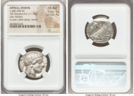 ATTICA. Athens. Ca. 440-404 BC. AR tetradrachm (26mm, 17.18 gm, 6h). NGC Choice AU 5/5 - 4/5. Mid-mass coinage issue. Head of Athena right, wearing cr...
