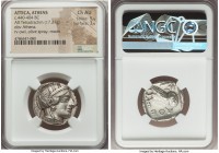 ATTICA. Athens. Ca. 440-404 BC. AR tetradrachm (25mm, 17.21 gm, 3h). NGC Choice AU 5/5 - 3/5. Mid-mass coinage issue. Head of Athena right, wearing cr...