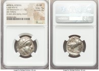 ATTICA. Athens. Ca. 440-404 BC. AR tetradrachm (22mm, 17.19 gm, 2h). NGC Choice XF 5/5 - 4/5.  Mid-mass coinage issue. Head of Athena right, wearing c...