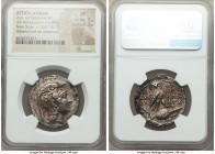 ATTICA. Athens Ca. 165-42 BC. AR tetradrachm (30mm, 16.80 gm, 11h). NGC XF 5/5 - 3/5. New Style coinage. Achaios, Heli-, Heraklei- and Arix- magistrat...