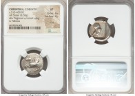 CORINTHIA. Corinth. Ca. 515-450 BC. AR stater (20mm, 8.58 gm, 6h). NGC VF 4/5 - 3/5, scuff. Pegasus with curving wing flying left, Ϙ below / Head of A...