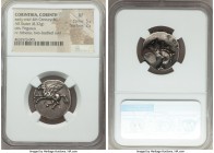 CORINTHIA. Corinth. Ca. early-mid 4th century BC. AR stater (22mm, 8.32 gm, 3h). NGC XF 5/5 - 2/5. Pegasus flying right, Ϙ below / Helmeted head of At...