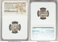 PAPHLAGONIA. Sinope. Ca. 330-300 BC. AR drachm (19mm, 6.10 gm, 5h). NGC Choice AU 5/5 - 3/5. Aeginetic standard.  Ikesio… magistrate. Head of nymph le...