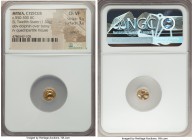 MYSIA. Cyzicus. Ca. 600-500 BC. EL 1/12 stater or hemihecte (8mm, 1.30 gm). NGC Choice VF 5/5 - 3/5, scratch. Dolphin leaping left over tunny fish lef...