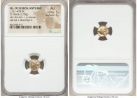 LESBOS. Mytilene. Ca. 521-478 BC. EL sixth stater or hecte (10mm, 2.55 gm, 5h). NGC AU 5/5 - 5/5.   Head of roaring lion right / Incuse head of calf l...