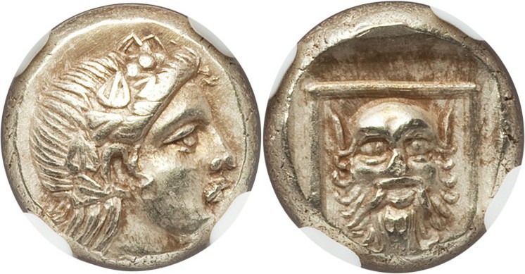 LESBOS. Mytilene. Ca. 377-326 BC. EL sixth stater or hecte (10mm, 2.57 gm, 1h). ...