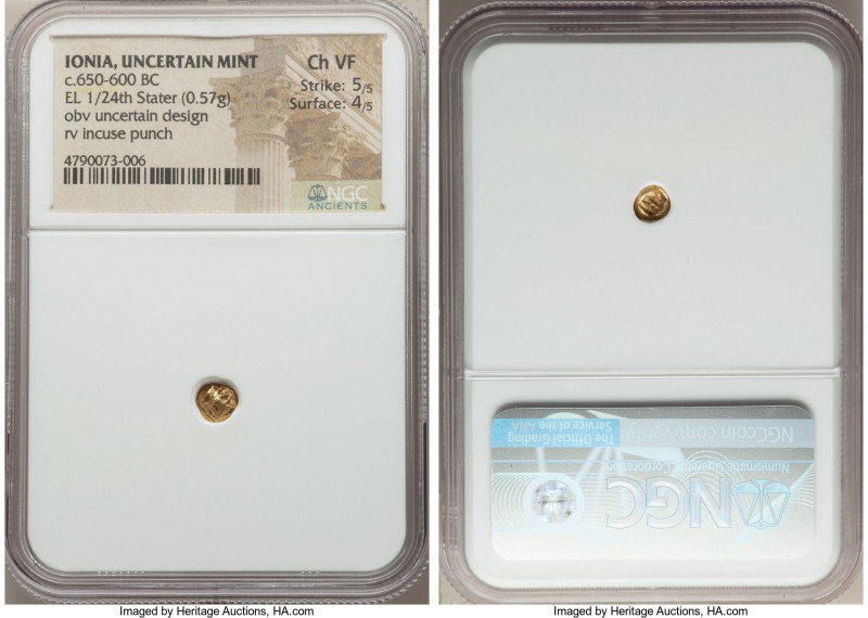 IONIA. Uncertain mint. Ca. 650-600 BC. EL 1/24 stater or myshemihecte (6mm, 0.57...
