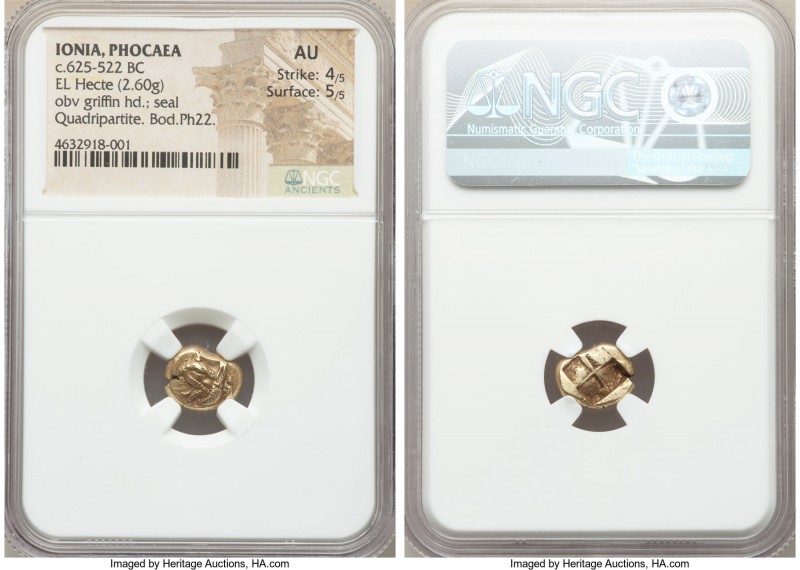 IONIA. Phocaea. Ca. 625-522 BC. EL sixth stater or hecte (12mm, 2.60 gm). NGC AU...