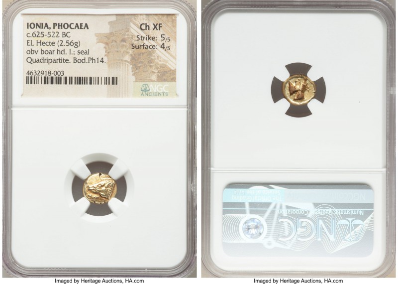 IONIA. Phocaea. Ca. 625-522 BC. EL sixth stater or hecte (11mm, 2.56 gm). NGC Ch...