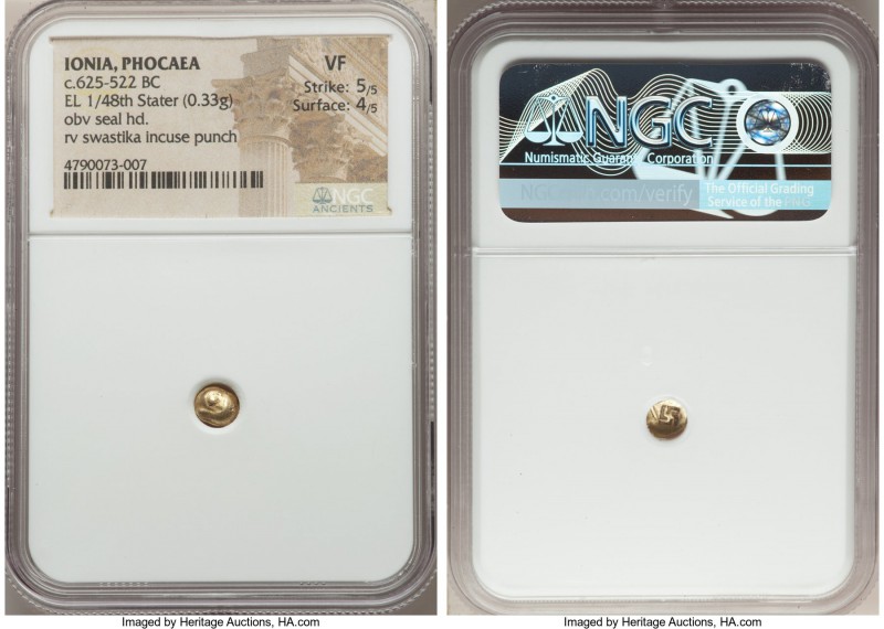 IONIA. Phocaea. Ca. 625-522 BC. EL 1/48 stater (6mm, 0.33 gm). NGC VF 5/5 - 4/5....