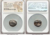 LYDIAN KINGDOM. Croesus (ca. 561-546 BC). AR stater (18mm, 10.37 gm). NGC VF 4/5 - 3/5. Sardes "heavy" standard, ca. 561-550 BC. Confronted foreparts ...