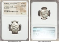 PAMPHYLIA. Aspendus. Ca. mid-5th Century BC. AR stater (19mm, 10.96 gm). NGC Choice XF 4/5 - 4/5. Helmeted hoplite advancing right, holding shield and...