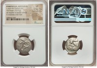 PAMPHYLIA. Aspendus. Ca. mid-5th Century BC. AR stater (21mm, 10.91 gm, 12h). NGC VF 5/5 - 4/5. Helmeted hoplite warrior advancing right, shield in le...
