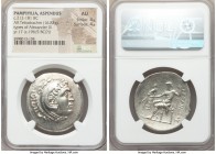 PAMPHYLIA. Aspendus. Ca. 212/11-184/3 BC. AR tetradrachm (32mm, 16.83 gm, 1h). NGC AU 4/5 - 4/5. Posthumous issue in the name and types of Alexander I...
