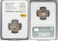 CILICIA. Nagidus. Ca. 400-350 BC. AR stater (23mm, 10.72 gm, 8h). NGC AU 5/5 - 5/5. Aphrodite, wearing turreted crown, seated left, holding phiale in ...
