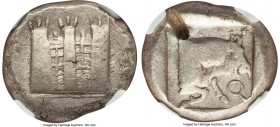 CILICIA. Tarsus (?). Ca. late 5th century BC. AR stater (22mm, 10.73 gm, 6h). NGC Choice VF 4/5 - 2/5, test cut. Side-view of fortified city walls wit...
