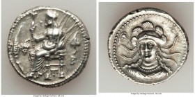 CILICIA. Tarsus. Balacros, as Satrap (333-323 BC). AR stater (24mm, 10.94 gm, 10h). XF. Baaltars seated left, holding lotus-tipped scepter, grain ear ...