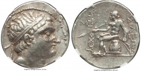 SELEUCID KINGDOM. Antiochus III the Great (222-187 BC). AR tetradrachm (28mm, 16.85 gm, 11h). NGC Choice XF 4/5 - 4/5. Nisibis. 211 BC and after. Diad...