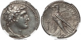 SELEUCID KINGDOM. Alexander I Balas (152-145 BC). AR tetradrachm (27mm, 14.24 gm, 1h). NGC Choice XF 4/5 - 5/5. Tyre, dated SE 164 (149/8 BC). Diademe...